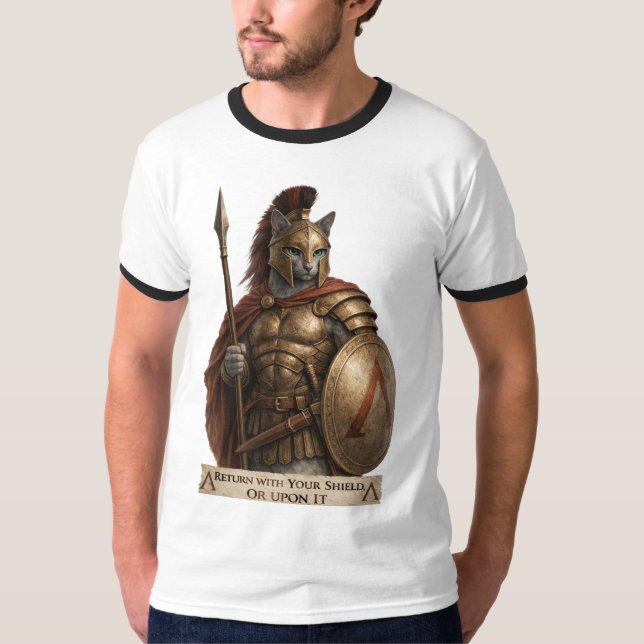 T-shirt Russian Blue Spartan Cat (Devant)