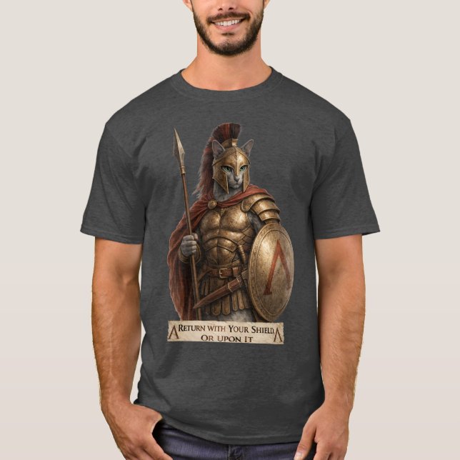 T-shirt Russian Blue Spartan Cat (Devant)