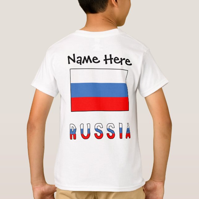 T-shirt Russie Drapeau Russe Noir Personnalisation  (Dos)