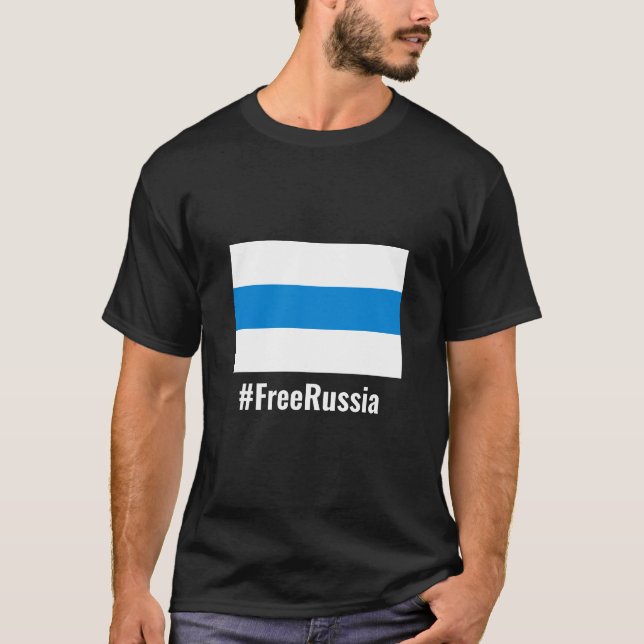 T-shirt Russie libre - Anglais - Bleu blanc Drapeau (Devant)