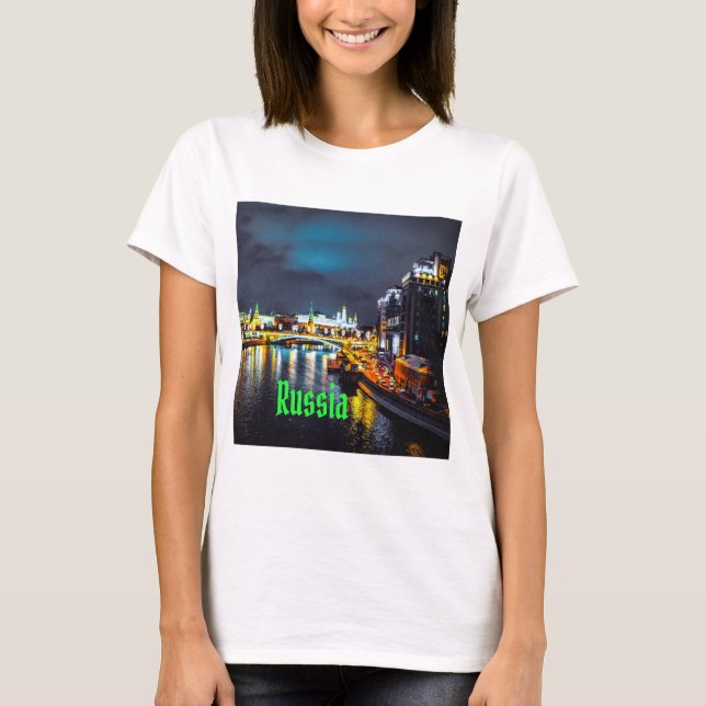 T-shirt Russie ou Fédération de Russie Moscou la nuit (Devant)