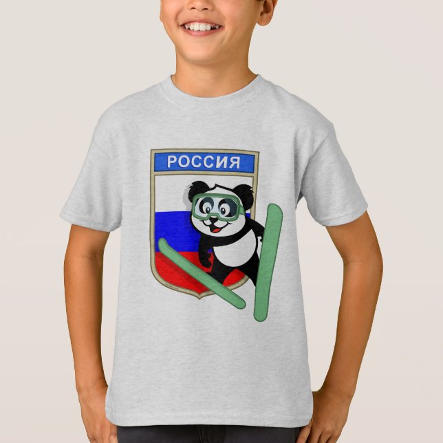 T-shirt Russie Ski-jumping Panda (Devant)