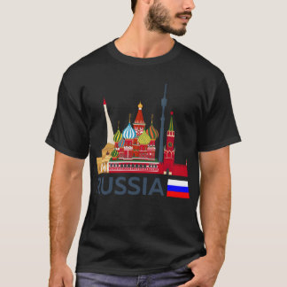T-shirt Russie, skyline de Moscou. Sticker du Kremlin