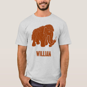 T-shirt Rust Red Cartoon Wooly Mammoth Personnalisé
