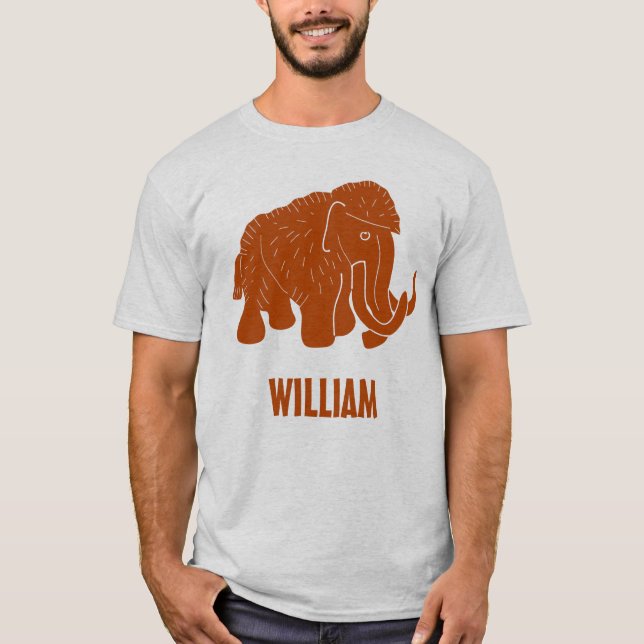 T-shirt Rust Red Cartoon Wooly Mammoth Personnalisé (Devant)