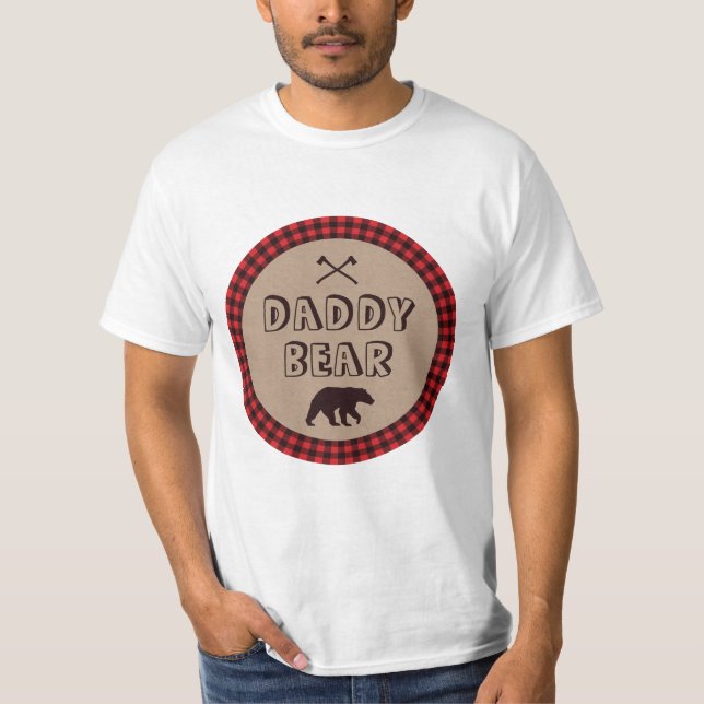T-shirt Rustic Buffalo Plaid Lumberjack Douche Papa Ours (Devant)