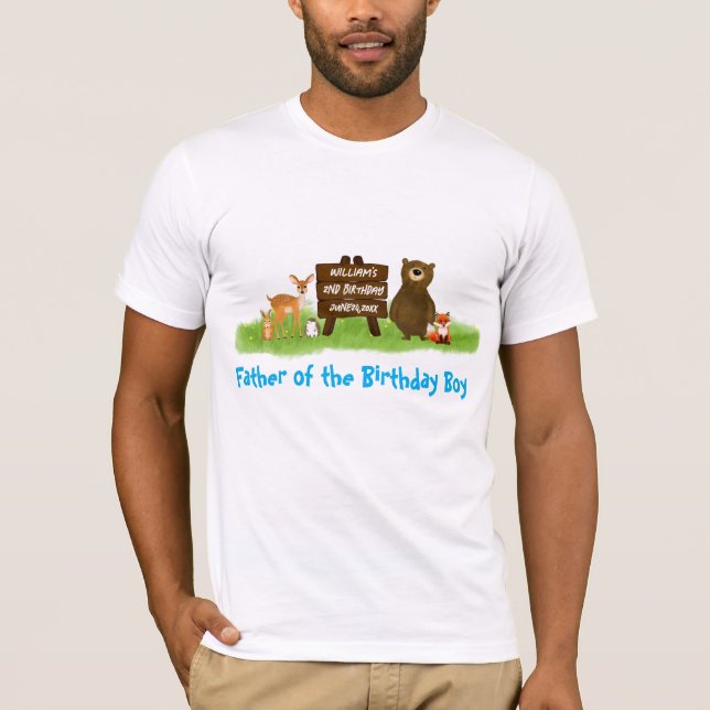 T-shirt Rustic Forest Birthday Party Animals Father  (Devant)