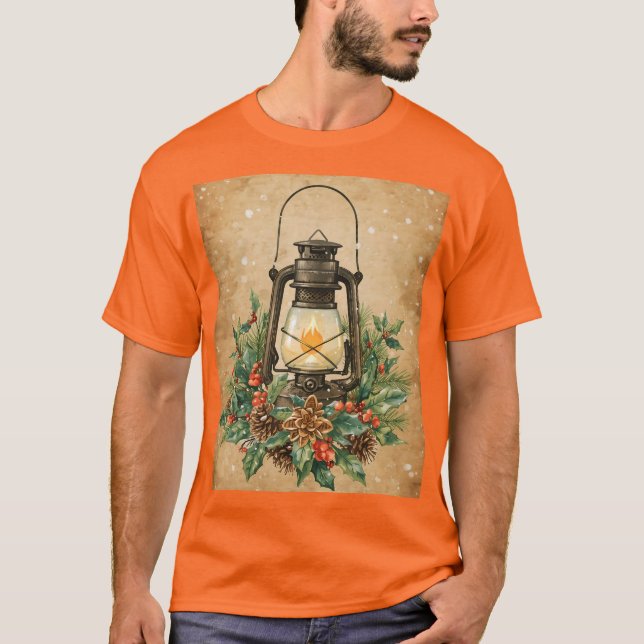 T-shirt Rustic lantern christmas holly pine cozy festive  (Devant)