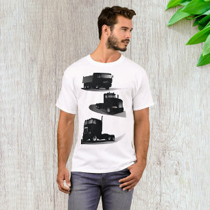 T-shirt Rustic Trois Camions Noirs Conception Vintage Cami