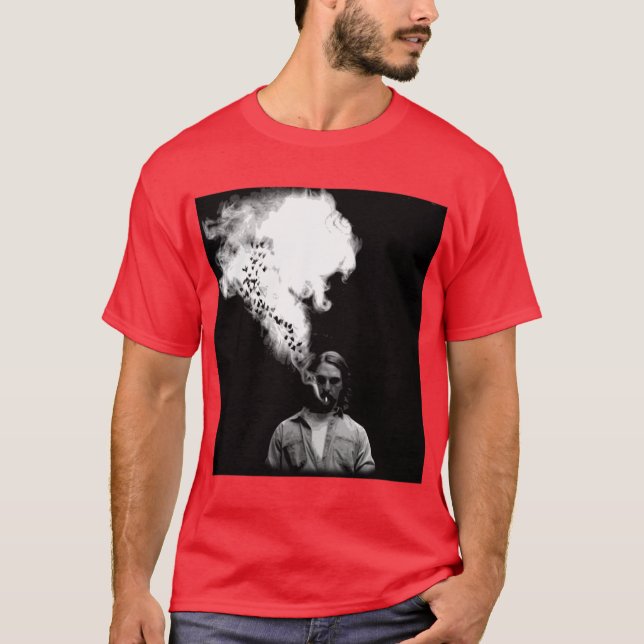 T-shirt Rustin Cohle de True Detective fumant une cigarett (Devant)