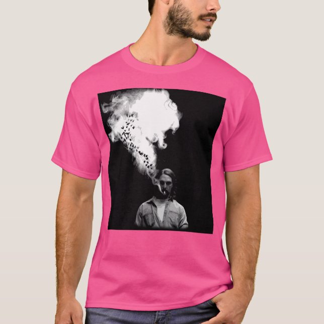 T-shirt Rustin Cohle Du Véritable Détective Fumant Un Ciga (Devant)