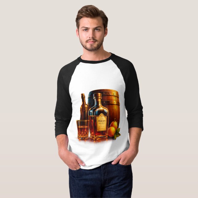 T-shirt rustique à manches raglan Whiskey Barrel – (Devant entier)