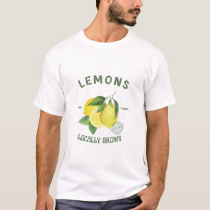 T-shirt rustique à motif de citron à l'aquarelle –