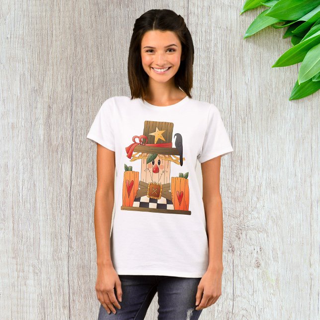 T-shirt Rustique automne Scarecrow avec Citrouilles et Cor (Créateur téléchargé)