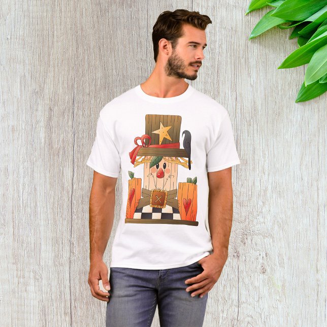 T-shirt Rustique automne Scarecrow avec Citrouilles et Cor (Créateur téléchargé)