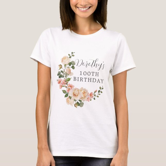 T-shirt Rustique blanc ivoire floral 100e anniversaire Cad (Devant)