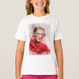 T-shirt Ruth Bader Ginsburg Aquarelle souriante Portrait R