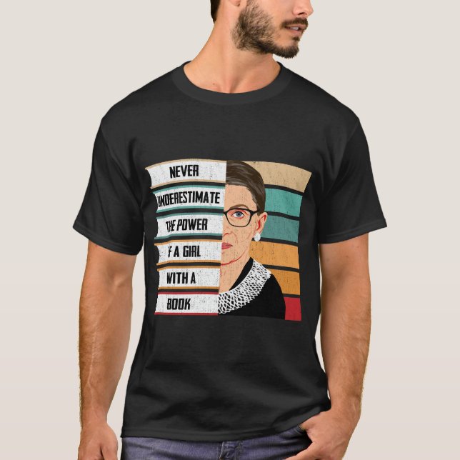 T-shirt Ruth Bader Ginsburg RBG Citation Girl With Book Wo (Devant)