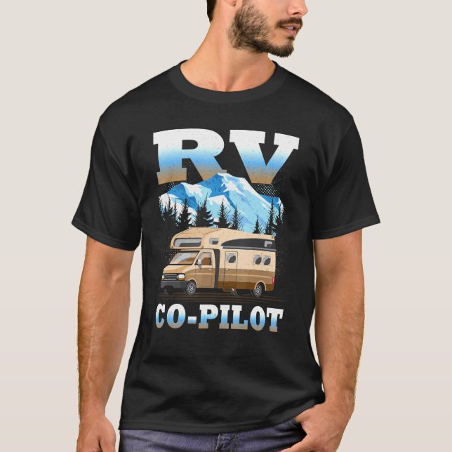 T-shirt Rv Co Pilote Motorhome Camping Voyage Vacances Cou (Devant)