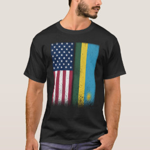 T-shirt Rwanda Rwandais Drapeaux Américains Fiers USA Rwan