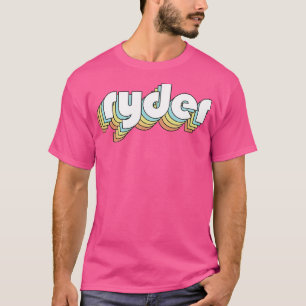 T-shirt Ryder Retro Typographie arc-en-ciel style défraîch