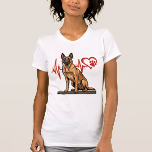 T-shirt Rythme Cardiaque Patte Cœur de Chien Berger Belge