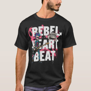 T-shirt Rythme de cœur rebelle Art de basse de rock punk