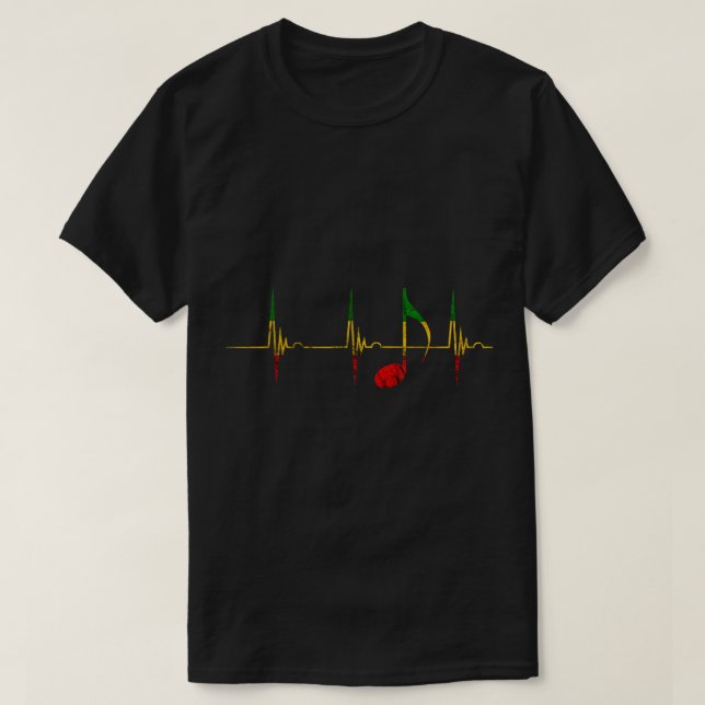 T-shirt Rythme Musical Note d'Art Rasta (Design devant)