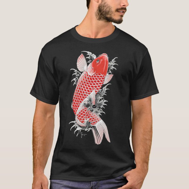 T-shirt Ryu Ga Gotoku Akira Nishikiyama Koi Fish Tatouage (Devant)