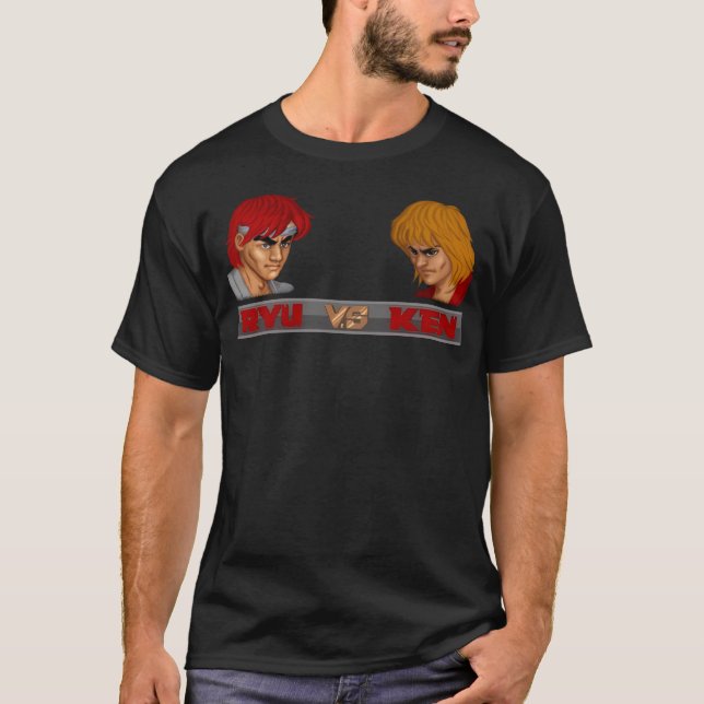 T-SHIRT RYU VS KEN LOGO NOIR SANS FOND (Devant)