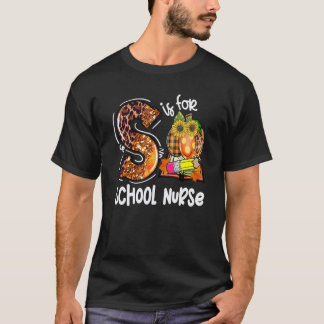T-shirt S est pour l'infirmière scolaire Léopard Citrouill