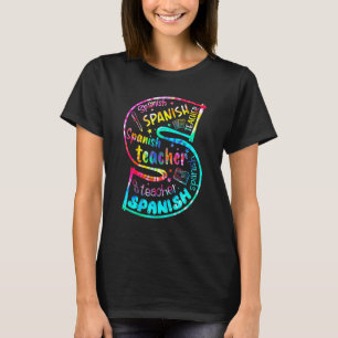 T-shirt S est pour professeur d'espagnol Tie Dye Premier j