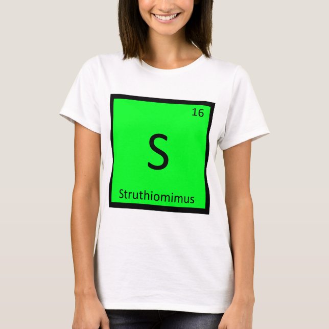 T-shirt S - Symbole du dinosaure Struthiomimus dans le tab (Devant)