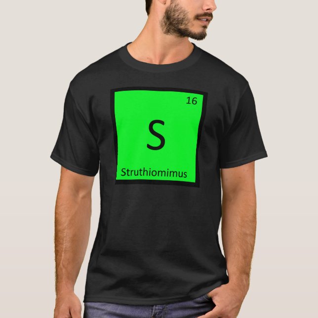 T-shirt S - Symbole du dinosaure Struthiomimus dans le tab (Devant)