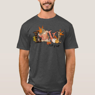 T-shirt Sa Chute Yall mignon Amour Gnomes Citrouille Feuil