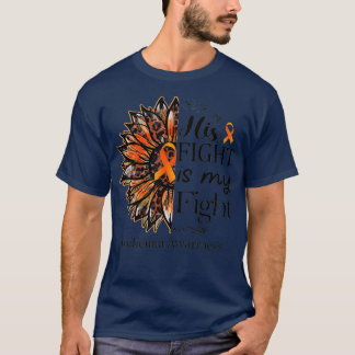 T-shirt Sa Lutte Est Ma Lutte Leucémie De Tournesol Orange
