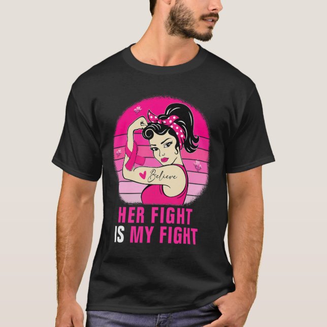 T-shirt Sa Lutte Est Ma Lutte Rosie Riveter Cancer Du Sein (Devant)
