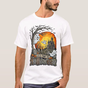 T-shirt Sa Maison Hantée Halloween Cimetière Effrayant 