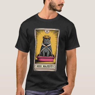 T-shirt Sa Majesté Carton de Tarot pour Chat Litière Drôle