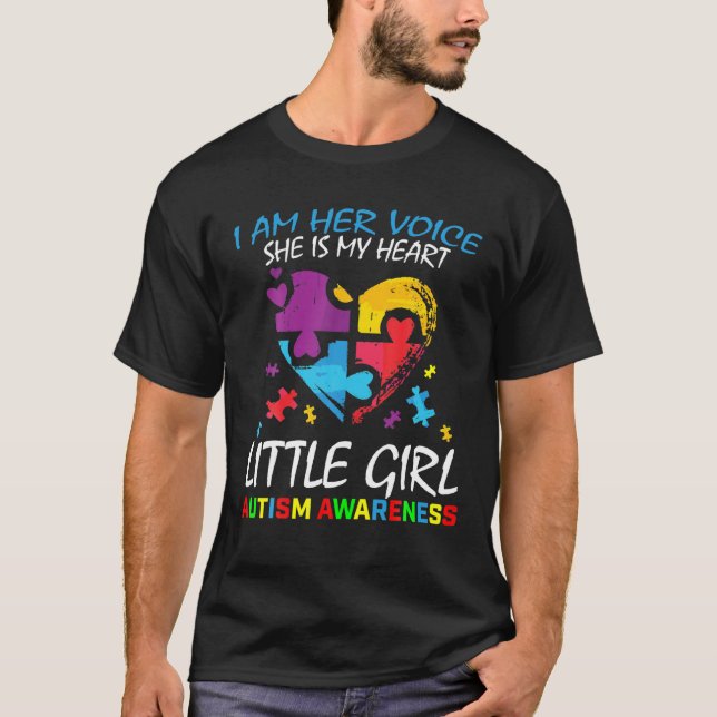 T-shirt Sa Voix Mon Coeur Petite Fille Fille Autisme Awa (Devant)