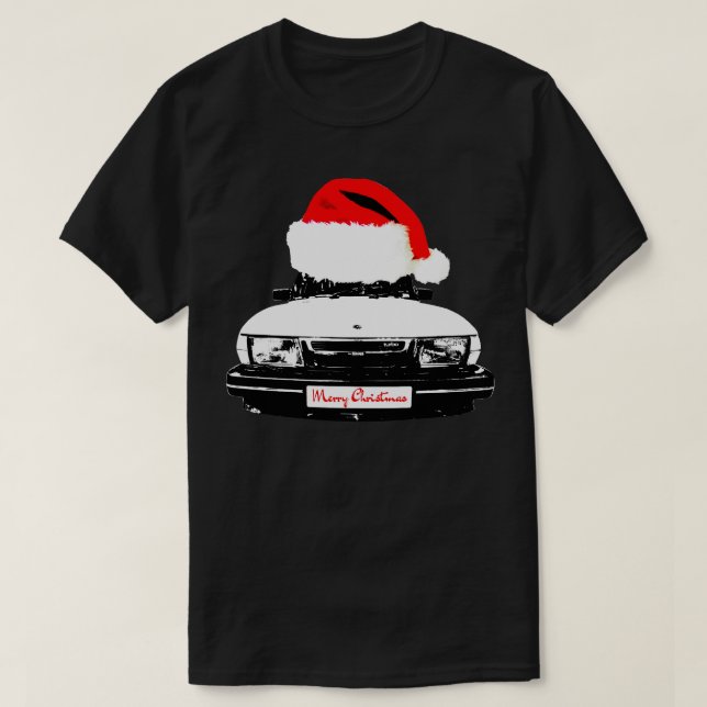 T-shirt Saab 900 Turbo classique édition casquette de Noël (Design devant)