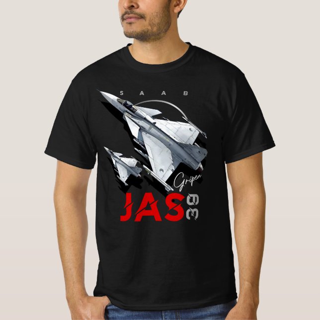 T-shirt Saab JAS39 Gripen Swedish Fighterjet Aircraft (Devant)