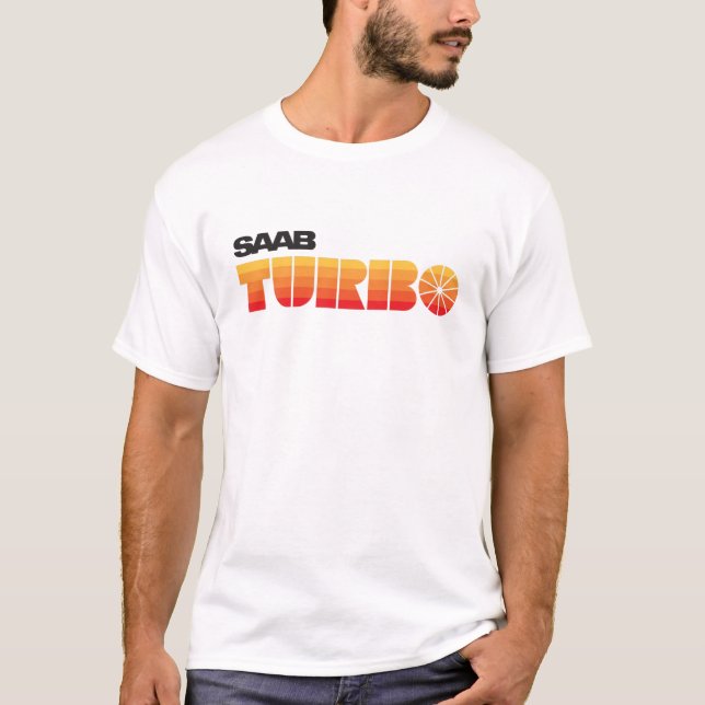 T-shirt SAAB Turbo rétro look rayures de badge (Devant)