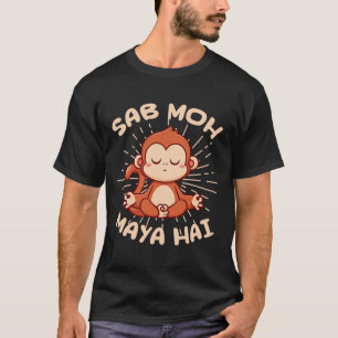 T-shirt Sab Moh Maya Hai Hindi Méditation Singe Yoga Hind