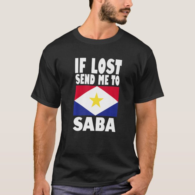 T-shirt Saba Drapeau Design Si perdu envoyez-moi envoyer S (Devant)