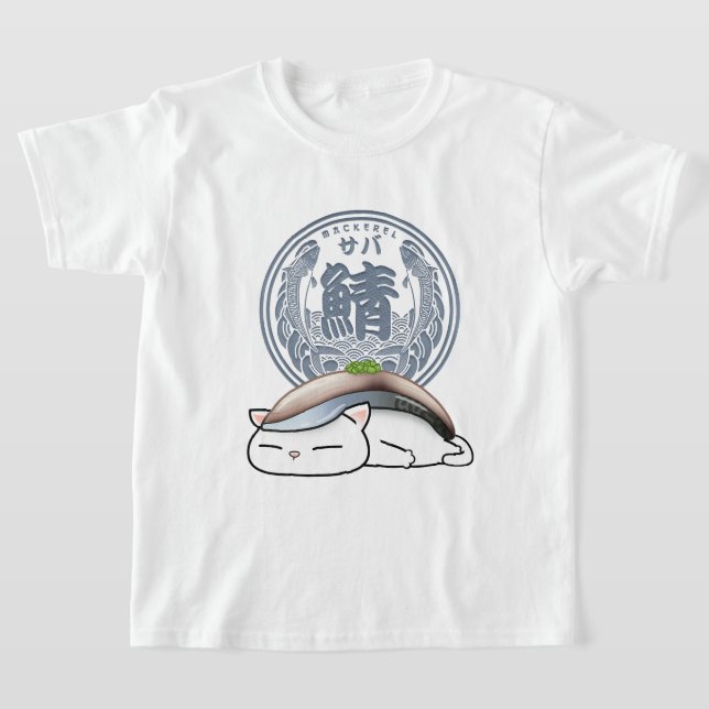 T-shirt Saba Mackerel Sushi Cat (Poser)