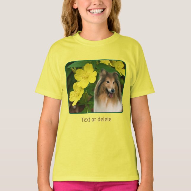 T-shirt Sable Collie Jaune Primrose Art Chien  (Devant)