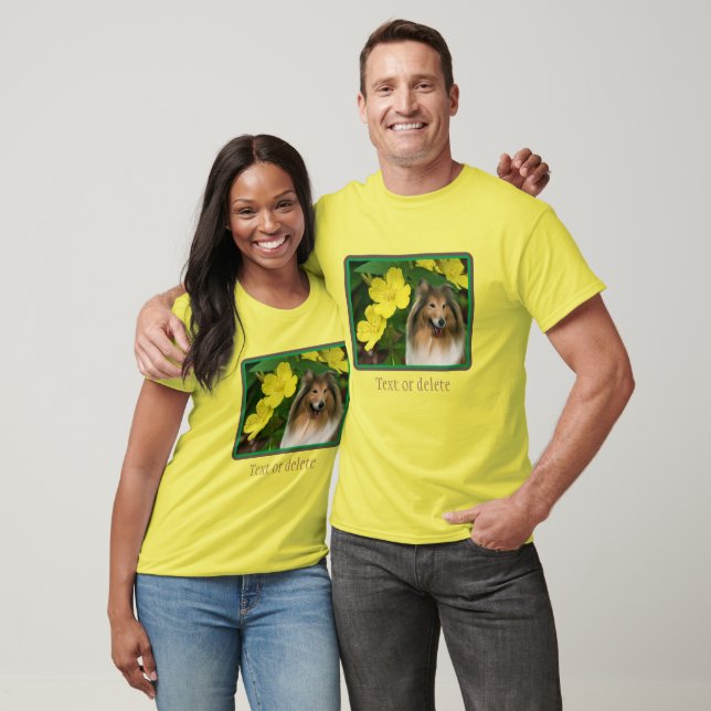 T-shirt Sable Collie Jaune Primrose Chien Art (Unisexe)