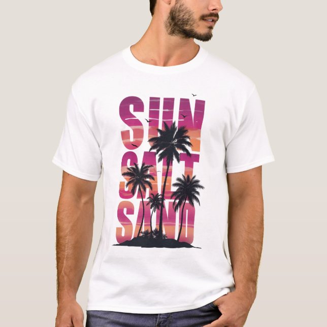 T-shirt Sable de sel solaire - Coucher de soleil tropical (Devant)