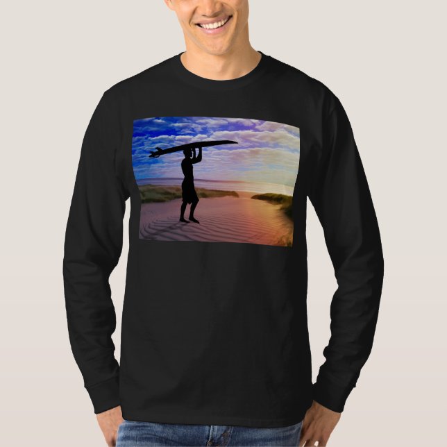 T-shirt Sable et nuages de surfer de coucher du soleil (Devant)